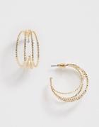 Asos Design Hoop Earrings In Layered Split Design In Gold Tone - Gold