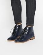 Asos Artist Leather Brogue Lace Up Boots - Navy Box