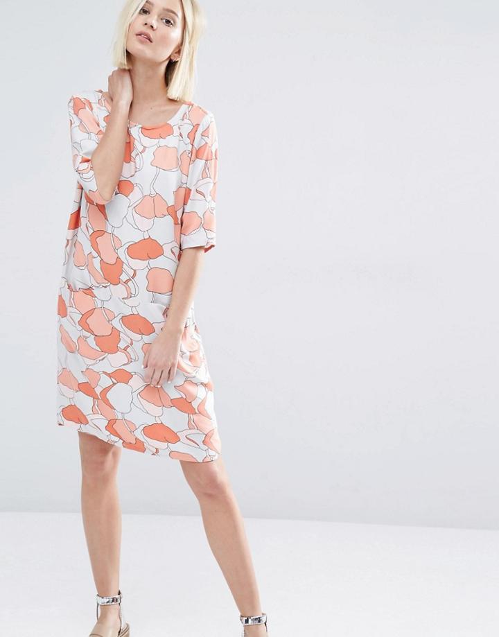 Selected Tunni Dress In Coral Print - Dessert Sand