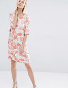 Selected Tunni Dress In Coral Print - Dessert Sand