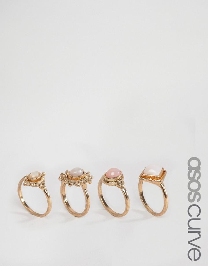 Asos Curve Pastel Stone Stack Rings - Multi