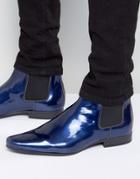 Asos Chelsea Boots In Blue Patent - Blue