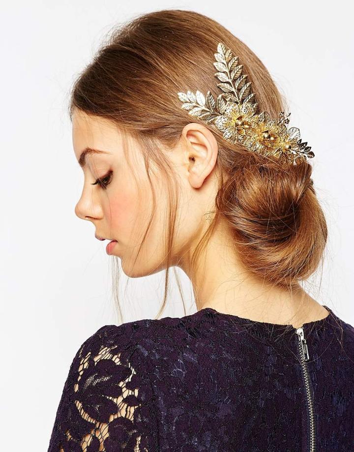 Asos Flower Vine Hair Comb - Gold