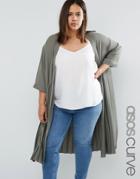 Asos Curve Longline Soft Blazer With Pleated Back - Green