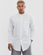 Asos Design Oversized Super Longline Oxford Shirt In White - White