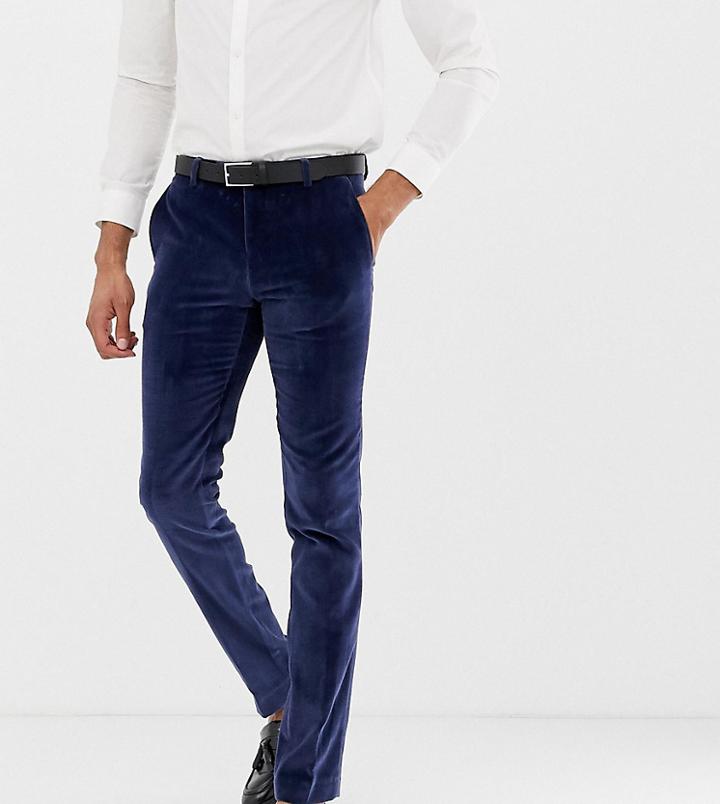 Twisted Tailor Tall Super Skinny Suit Pants In Navy Velvet - Navy