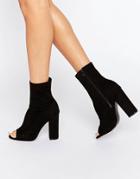 Truffle Peep Toe Boots - Black