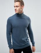 New Look Turtleneck Sweater In Mid Blue - Blue