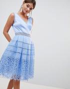 Chi Chi London Cutwork Lace Prom Dress - Blue