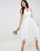 Little Mistress Wedding Skater Dress In Lace - White