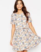 Asos T-shirt Dress With Overlay In Floral Print - Print