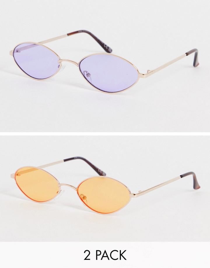 Svnx Two Pack Round Sunglasses With Purple And Orange Lenses-multi
