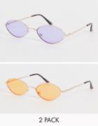 Svnx Two Pack Round Sunglasses With Purple And Orange Lenses-multi