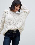 Stradivarius Cable Knit Sweater In Cream - Cream