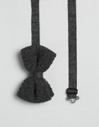 Asos Knitted Bow Tie In Gray Marl - Gray