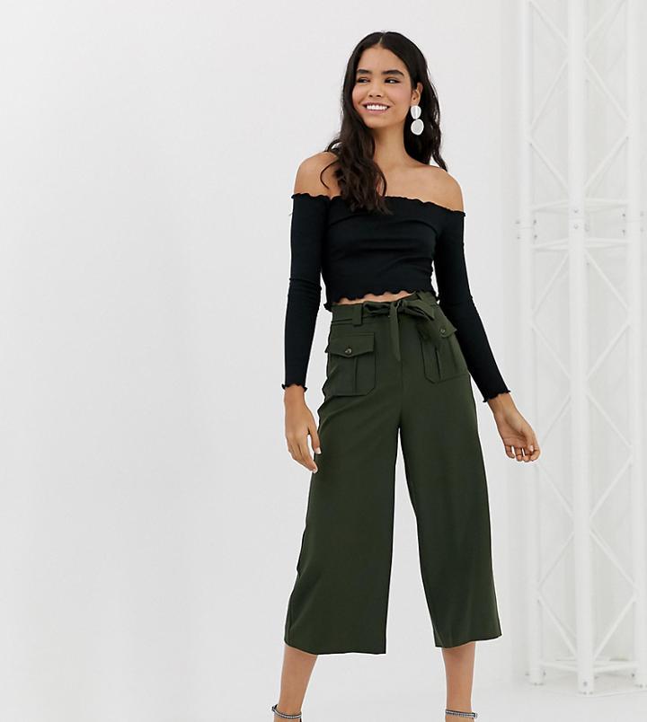 New Look Utility Crop Pants In Khaki-green