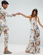 Asos Wedding Square Neck Cami Strap Maxi Dress In Pretty Floral Print - Multi