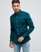 Asos Slim Shirt In Teal - Green
