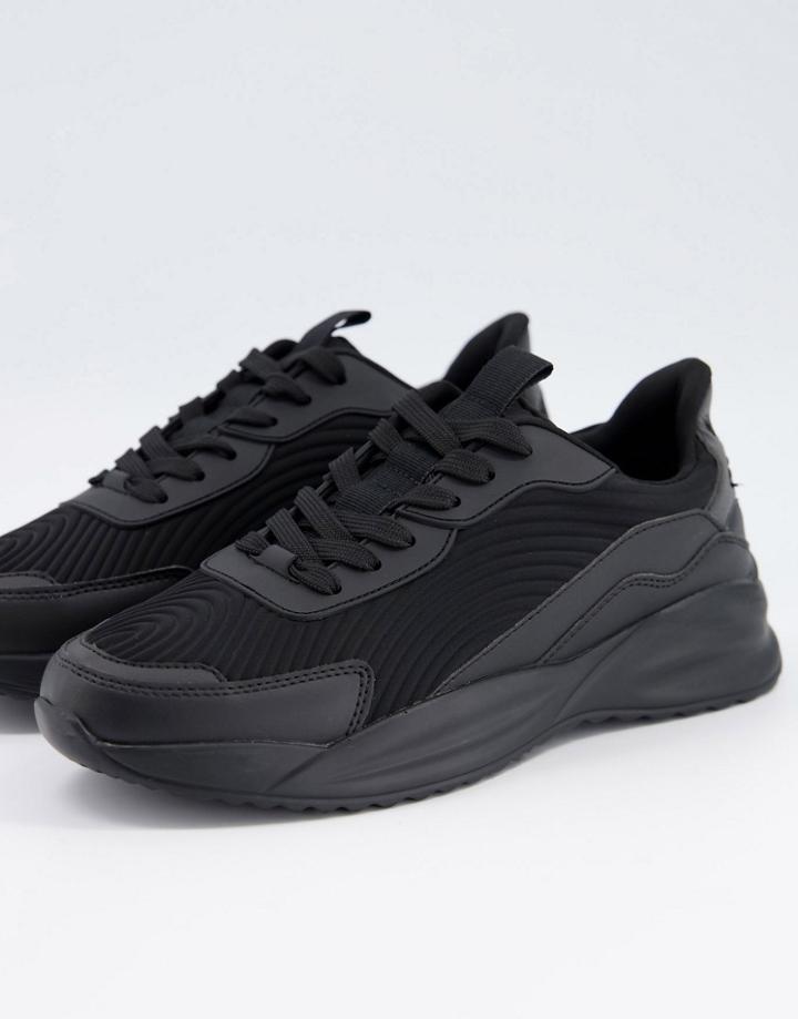 Asos Design Multi Panel Sneakers In Black