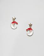 Asos Design Holidays Earrings With Santa Design - Multi