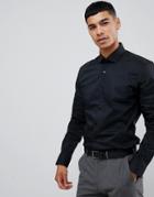 Moss London Long Sleeve Skinny Stretch Shirt In Black - Black