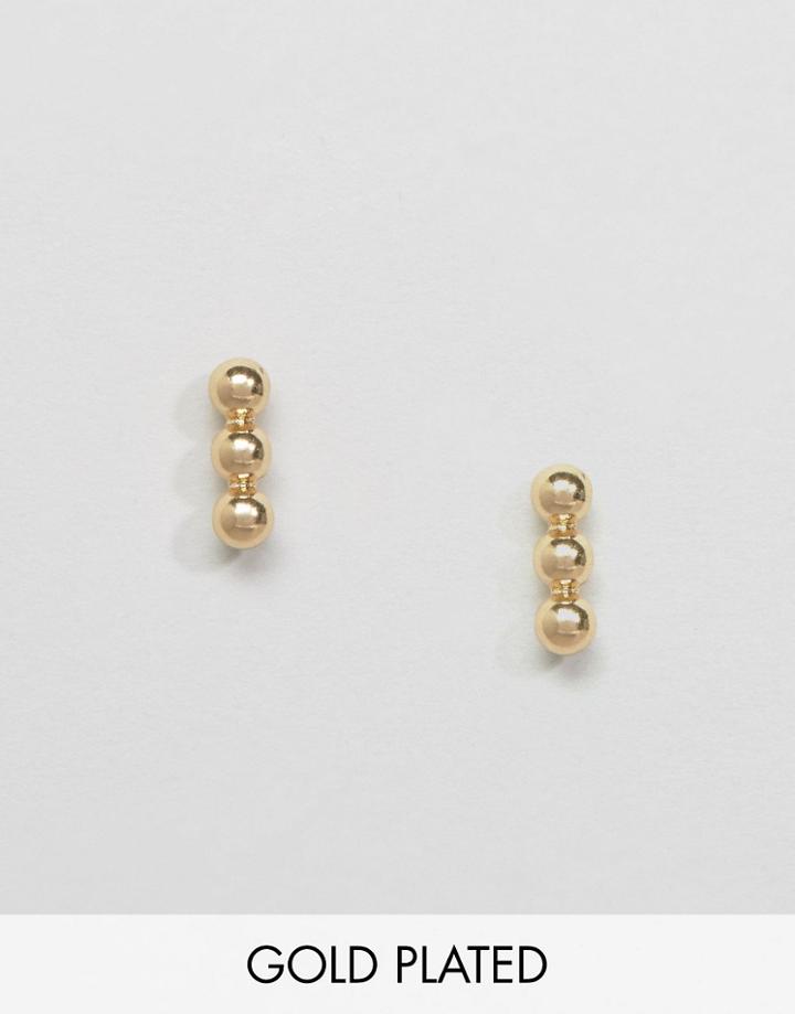 Pilgrim Gold Plated Ball Stud Earrings - Gold