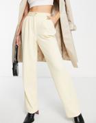 Asos Design Slouchy Tapered Pants In Jersey Twill In Buttermilk-white