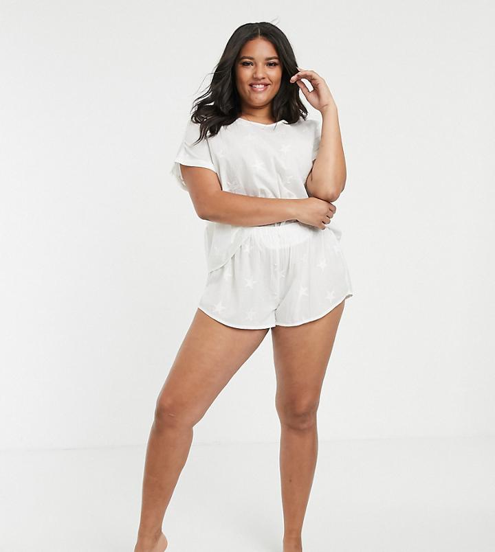 Asos Design Curve Cotton Star Tee & Short Pyjama Set