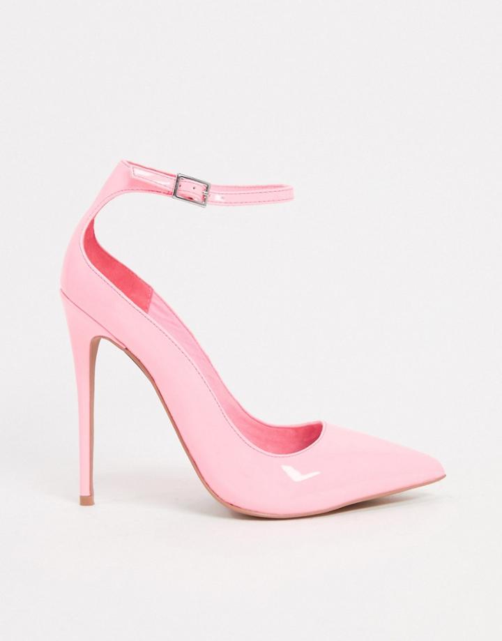 Asos Design Participate Stiletto Pumps In Pink Patent