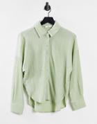 Mango Plisse Shirt In Sage Green - Part Of A Set