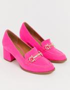 Asos Design Stirrup Mid-heeled Loafers In Pink - Pink