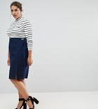 Asos Curve Exclusive Clean Pencil Skirt In Crepe - Navy