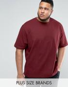 Jacamo Plus T-shirt With Crew Neck In Burgundy - Red