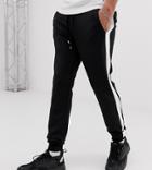 Asos Design Tall Super Skinny Sweatpants In Poly Tricot With Side Stripe In Black - Black