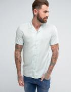 Asos Regular Fit Viscose Shirt With Revere Collar In Mint - Green
