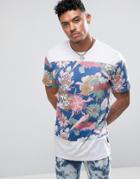 Jaded London T-shirt In White With Floral Print Panel - White