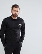 Asos Sweatshirt In Poly Tricot With Chest Print - Black