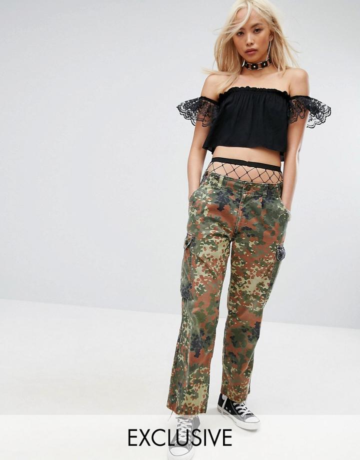 Milk It Vintage Festival Camo Pants - Green