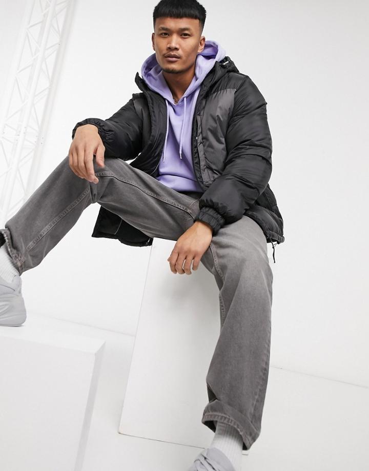 Bershka Padded Puffer Jacket In Black