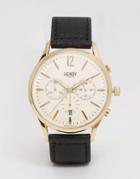 Henry London Westminster Chonograph Watch In Leather - Black