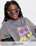 Reclaimed Vintage Inspired Oversized T-shirt With Retro Car Print In Charcoal Wash-green