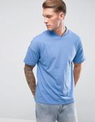 Asos Oversized T-shirt With V-neck In Blue - Blue