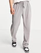 Mennace Plisse Ribbed Pants In Gray-grey