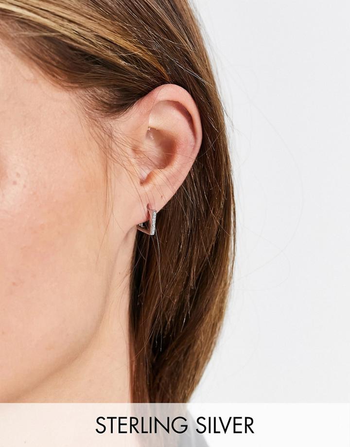 Kingsley Ryan Pave Square Huggie Hoops In Sterling Silver