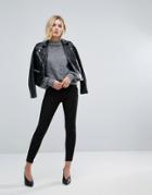Selected Crop Pants With Ankle Zip - Black