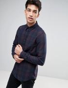 New Look Regular Fit Check Shirt In Burgundy - Red