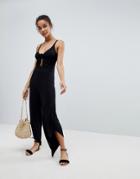 Asos Cami Jersey Jumpsuit With Bunny Tie Detail - Black