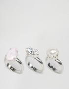 Krystal Swarovski Crystal Set Of 3 Rings