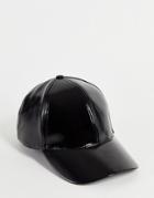 Asos Design Vinyl Baseball Cap In Black