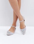 New Look Jewelled 2 Part Pointed Flat Shoe - Gray